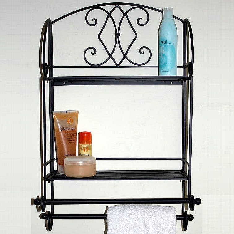 Black Metal Bathroom Shelf & Towel Rail Unit