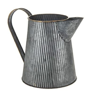 Classic Ribbed Metal Jug Plant Pot 16cm