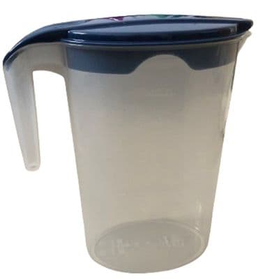 Clear Plastic 1.75L Fridge Water & Juice Drinks Jug with Lid (blue)
