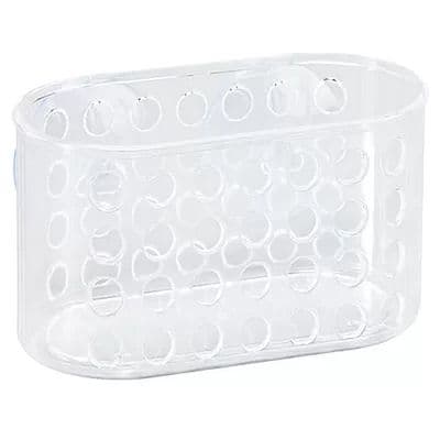 Clear Plastic 16x10cm No Screws Suction Cup Storage Caddy Basket