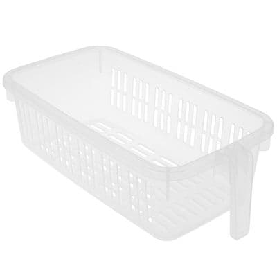 Clear Shallow Kitchen Cupboard & Fridge Basket With Handle