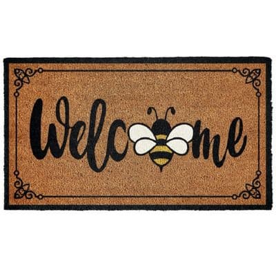 Coir Bee Welcome Rubber Backed Doormat 70cm