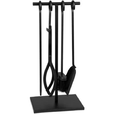 Contemporary Large Black Cast Iron 5 Piece Companion Set 45cm