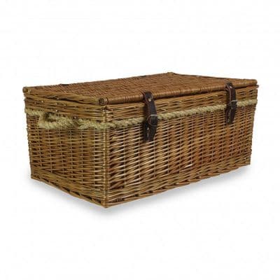 Cotswolds 62cm Wicker Coffee Table & Footstool Trunk