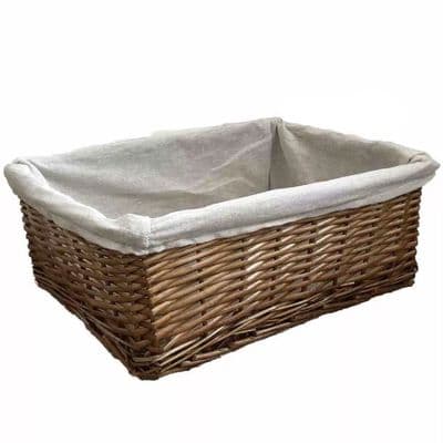 Cotswolds Large 44cm Lined Rectangle Open Wicker Basket