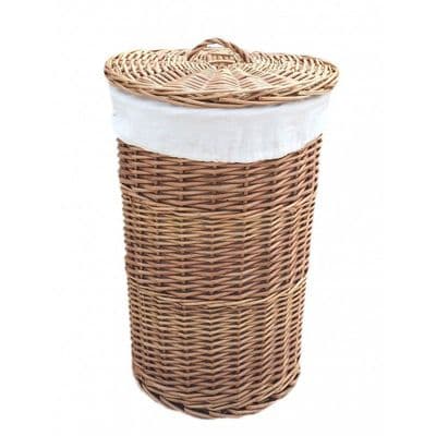 Cotswolds Lined Willow Wicker Laundry Bin Basket Plain Medium H 50 x W 33cm