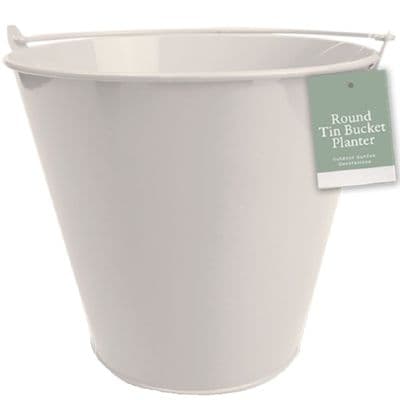 Cream 15cm  Metal Bucket Plant Pot