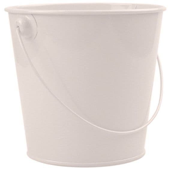 Cream Metal 13cm Diameter Bucket with Handle