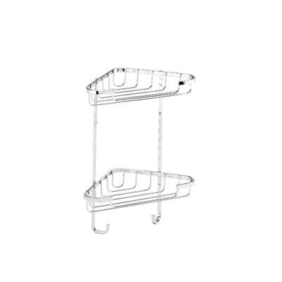 Croydex 2 Tier Small Wall Mounted Chrome Bathroom Shower Storage Basket