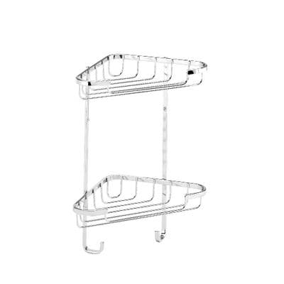 Croydex 2 Tier Wall Mounted Chrome Bathroom Shower Storage Basket