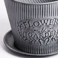 Distressed Metal 18cm Tea Cup Garden Flower & Plant Pot