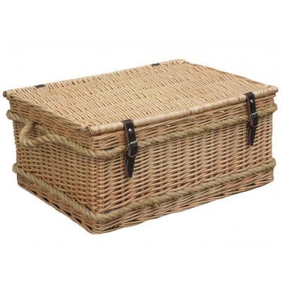 Dorset 62cm Light Wicker & Rope Coffee Table & Footstool Trunk