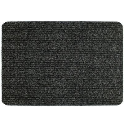 Extra Large 80 x 50cm Heavy Duty Dark Grey Ribbed Cord Non Slip Doormat