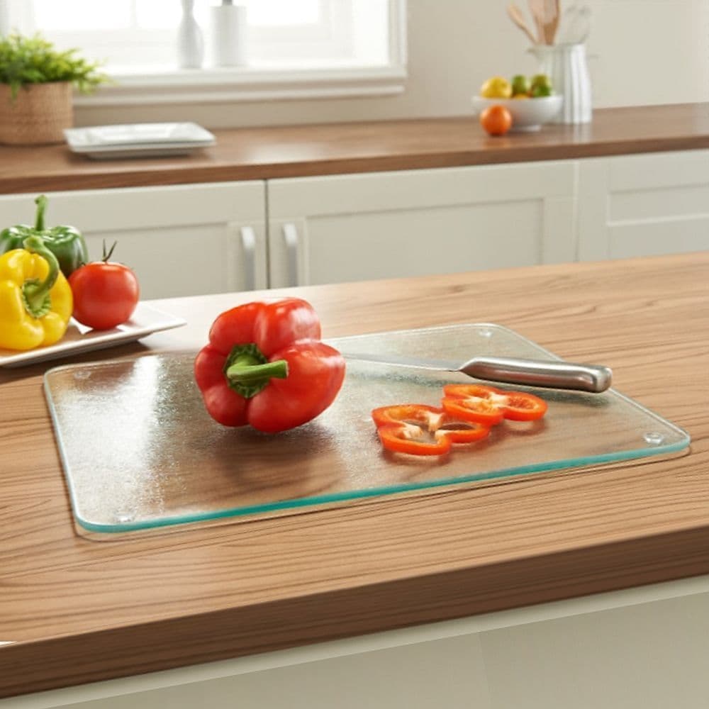 Frosted 38cm Glass Worktop Saver & Chopping / Cutting Board