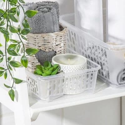 Frosted Cut Out Plastic Organiser Basket 25cm