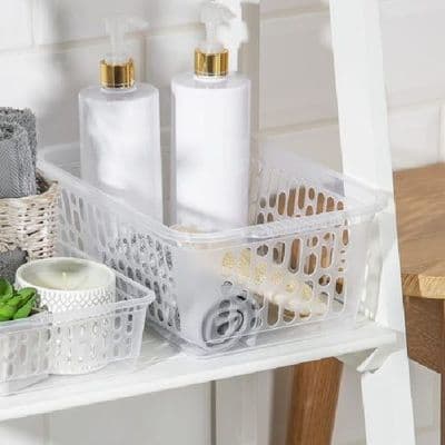 Frosted Cut Out Plastic Organiser Basket 30cm