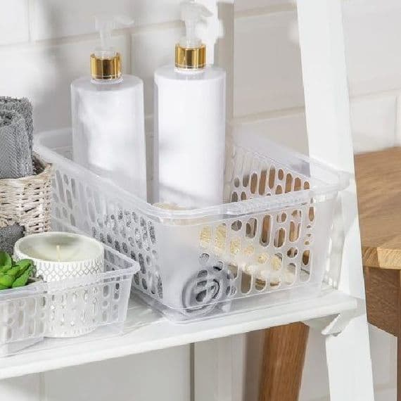 Frosted Cut Out Plastic Organiser Basket 30cm