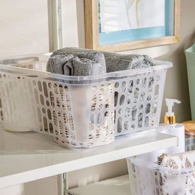 Frosted Cut Out Plastic Organiser Basket 37cm