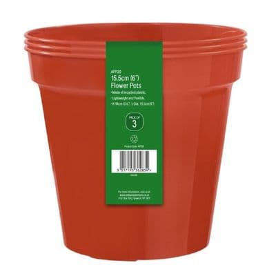 GoodValue 3 Pack 15.5cm 6 inch Plastic Flower Growing Pots