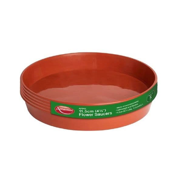 GoodValue 5 Pack 11.5cm 3 - 4 inch Plastic Pot Saucers