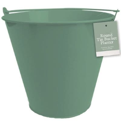 Green 15cm  Metal Bucket Plant Pot