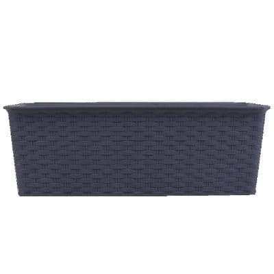 Grey 30cm Plastic Wicker Effect Window Box Trough Planter