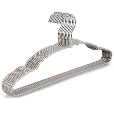 Grey Non Slip Coated Metal Coat Hangers 10 Pack