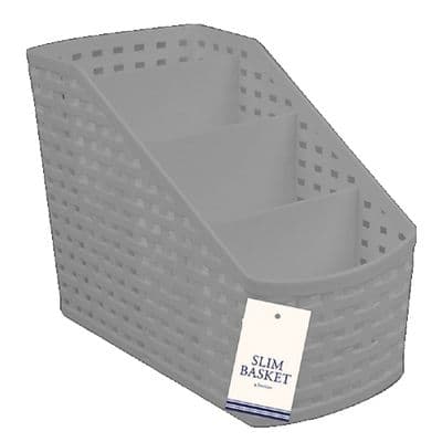 Grey Plastic Rattan Desk Pen Holder Pot / Desk Tidy