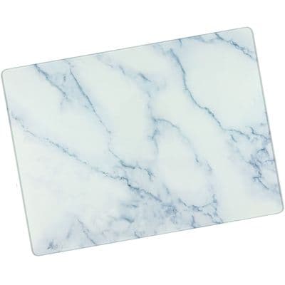 Grey & White Marble Glass Cutting & Chopping Worktop Saver