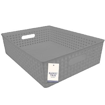 Grey Wicker Effect Plastic A4 Storage Tray