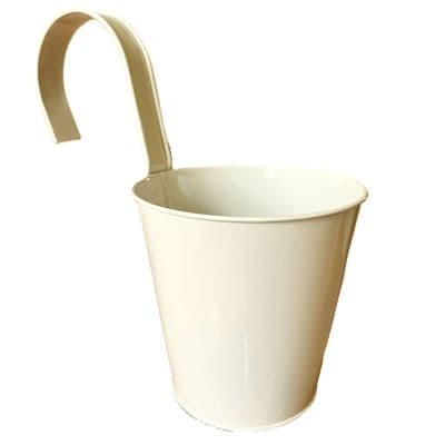 Hanging Cream 13cm Metal Plant Pot With Hook