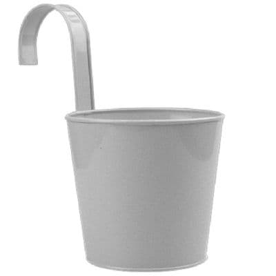 Hanging Grey 13cm Metal Pot With Hook