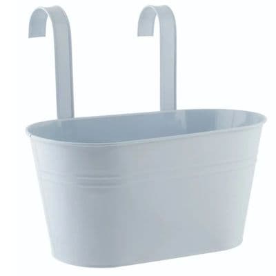 Hanging Grey Metal Fence Trough Planter