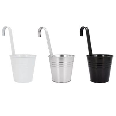 Hanging Monochrome Set 14cm Metal Plant Flower Pots