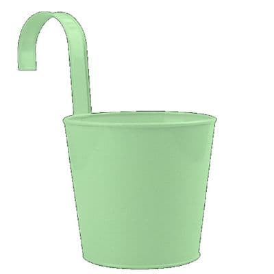 Hanging Sage Green 13cm Metal Pot With Hook