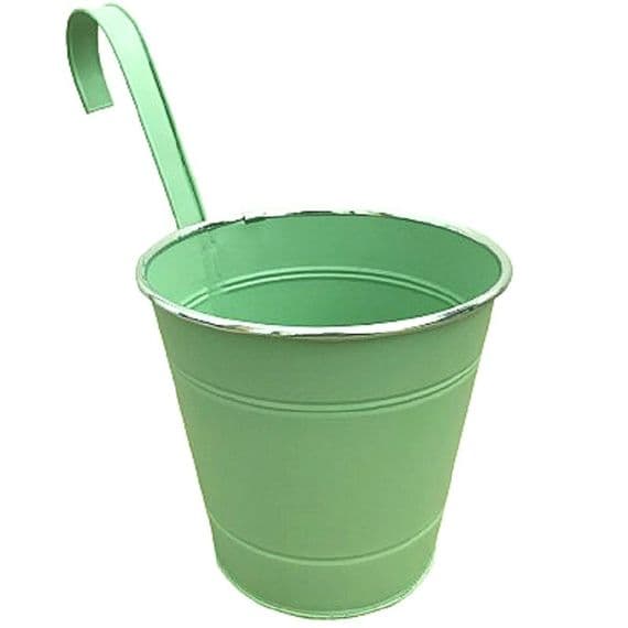 Hanging Sage Green 15cm Metal Plant Flower Pot