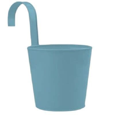 Hanging Teal Blue 13cm Metal Pot With Hook