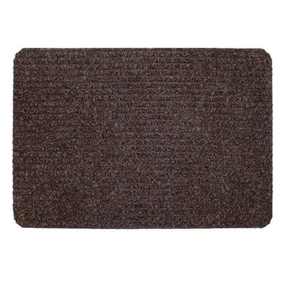 Heavy Duty 60 x 40cm Brown Ribbed Cord Non Slip Doormat