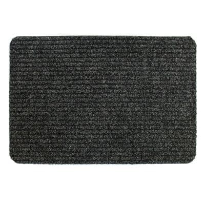 Heavy Duty 60 x 40cm Dark Grey Ribbed Cord Non Slip Doormat