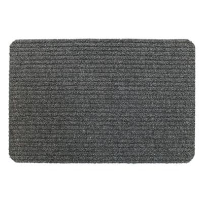 Heavy Duty 60 x 40cm Light Grey Ribbed Cord Non Slip Doormat