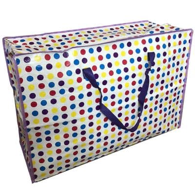 Jumbo 75cm White Polka Clothes &  Laundry Storage Bag