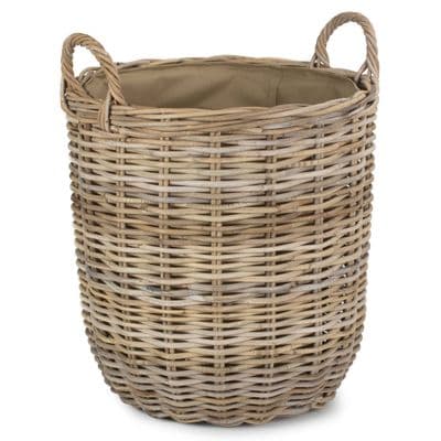 Kubu 53cm Round Lined Thick Wicker Storage Basket