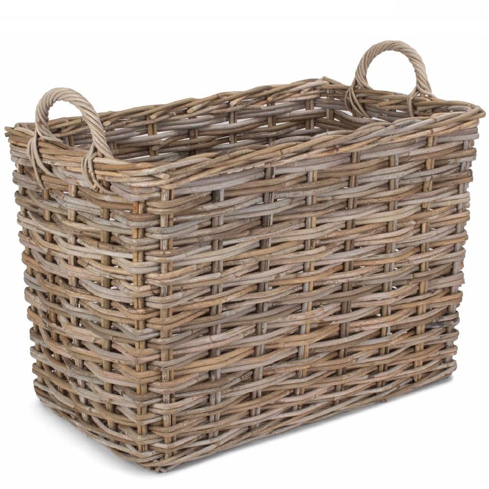 Kubu 64cm Rectangle Thick Wicker Storage & Log Basket