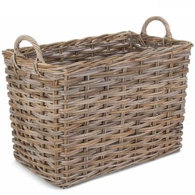 Kubu 64cm Rectangle Thick Wicker Storage & Log Basket