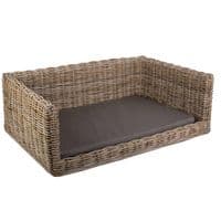 Kubu Grey Large 96cm Rectangle Rattan Wicker Dog Bed Basket