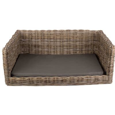 Kubu Grey Large 96cm Rectangle Rattan Wicker Dog Bed Basket