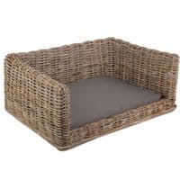 Kubu Grey Medium 77cm Rectangle Rattan Wicker Dog Bed Basket