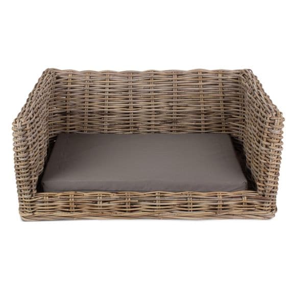 Kubu Grey Medium 77cm Rectangle Rattan Wicker Dog Bed Basket