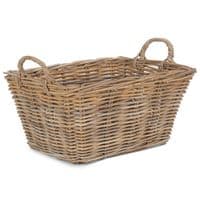 Kubu Grey Nesting 49cm Rattan Wicker Floor Baskets with Handles