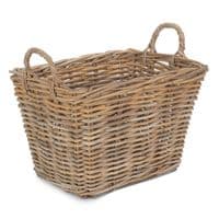 Kubu Grey Nesting 49cm Rattan Wicker Floor Baskets with Handles